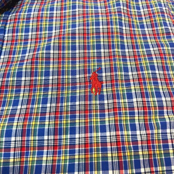 Ralph Lauren Plaid Red Blue Long Sleeve Button Up Shirt Men's Size Medium - Picture 5 of 9